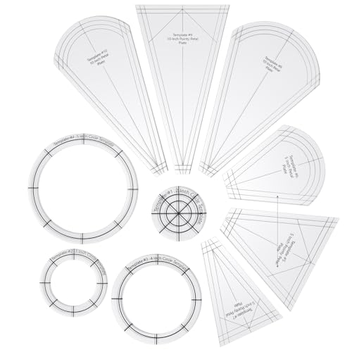 Kigley 10 Pcs 10 Inch and 5 Inch Dresden Plate Template for Quilting Acrylic Quilting Template Ruler Includes Petal Tumbler Shapes for Beginners & Experts Making Blanket Clothing Craft DIY by Kigley - Used condition - US$21.84
