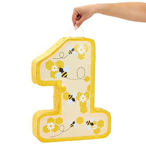 Number 1 Pinata For First Bee Day Party Decorations, Bumblebee, Honeycomb, Honey, And Sunflower Designs, Easy To Fill And Hang (Small, Yellow, 10.8X16.5X3 In) #TOP3