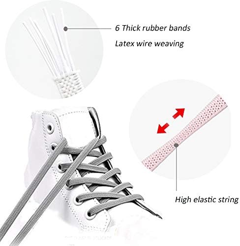 Elastic Shoelaces with Metal Capsule, Universal Shoelaces Without Tieing, Rubber Shoelaces Adjustable/Rubber Shoelaces with Metal Closure, No Tie Laces No More Shoes