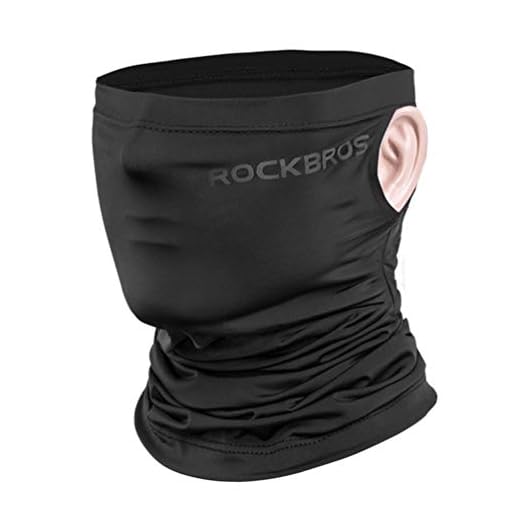 ROCKBROS Cooling Neck Gaiter Face Mask Bandana UPF50+ Sun Protection Fishing Cycling Cool Neck Gaiter Black