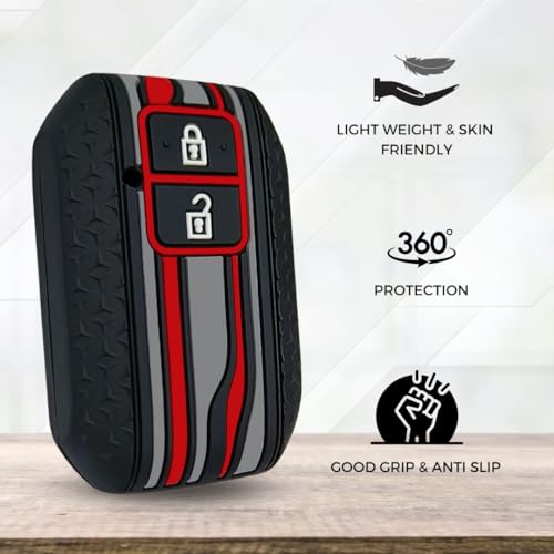 Image of KEYCEPT Tristar Key Cover for Suzuki Swift, Dzire, Ertiga, Grand Vitara, Celerio, Brezza, Fronx, Jimny, Ignis, Urban Cruiser, Rumion, Hyryder, E-Vitara (2 Button smart Key Cover, Black)
