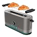 Produktbild Cecotec Vertikaler Toaster aus Edelstahl mit langem Schlitz Shine&Toast Extra. 1050W, Kapazität für 2 Scheiben, Breiter Schlitz von 3,8 cm, Leuchtring, 7 Röststufen, obere Stangen