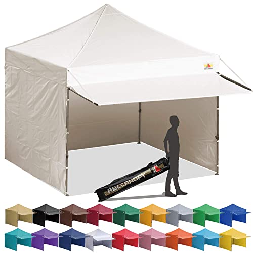 ABCCANOPY Ez Pop up Canopy Tent with Awning and Sidewalls 10x10 Market -Series, Ivory
