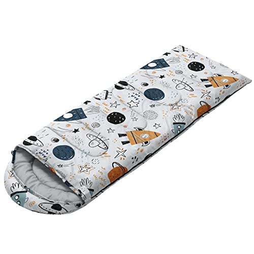 Bolsa de dormir para niños, niños y niñas, diseño de nave espacial, ligera, cálida, portátil, impermeable, resistente al frío para camping y senderismo miniatura 2