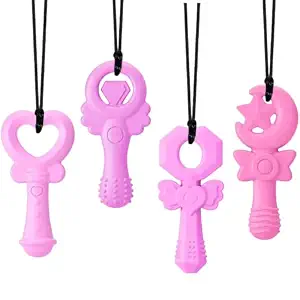 Chew Necklaces for Sensory Kids - Silicone Fidget Toys (4 Pack)