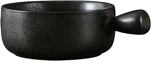 LUbrel Ciotole for Ramen, Scodella for zuppa, Ciotola for zuppa con Manico Singolo in Ceramica Nera Satinata, lavastoviglie for zuppa di Zucca e Insalata, forni a microonde e forni Sono sicuri-Nero