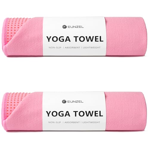 Eunzel 2-Pack Hot Yoga Towels 72" x 24" Pink