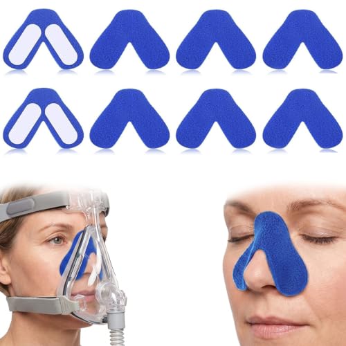 FIQLUL 8 Pièces Coussinets Nasaux pour Masque CPAP, Protection Nez Douce pour Machine PPC, Réduit les Marques et Irritations, Découpable et Universel - Bleu