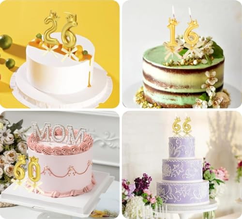 Image of Number Candles 3 inch for Birthday Parties, Wedding Anniversary Cake Decoration Gold (Numerical No 6)