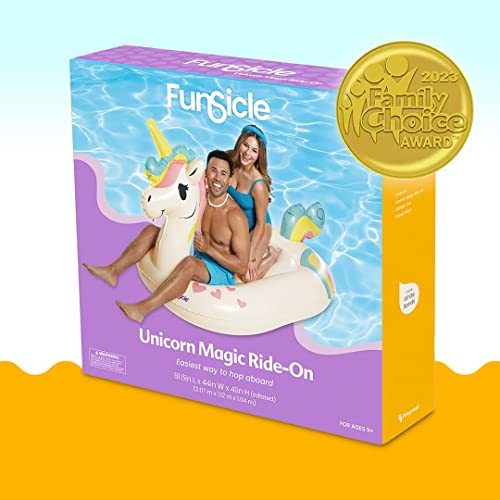 Funsicle Giant Inflatable Unicorn Magic Ride-On Pool Float, Adult-Sized #TOP3