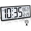WallarGe 14.5'' Atomic Clock with Backlight, Large Digital Wall Clock Battery Operated, Large Display with Temperature and Date, Easy to Read and Set Digital Wall Clock, Auto DST