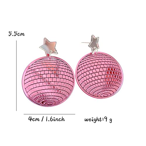 Tenghong2021 Western Cowboy Hat Disco Ball Dangle Earrings Let's Go Girls Letters For Women Girls Acrylic Glitter Disco Cowgirl Hat Drop Dangling Earrings Jewelry For Party-Style B #TOP2