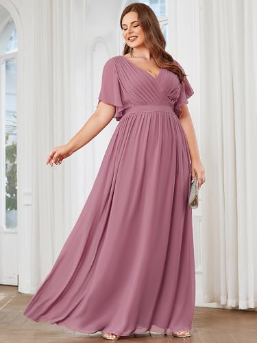 Image of Ever-Pretty Plus Women's Chiffon Maxi Plus Size Formal Bridesmaid Dresses