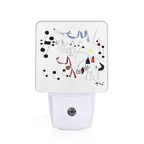 WXGY Joan Miro vrouw dromen van Escape T Shirt, 1945 Artwork Plug-in LED nachtlamp met lichtsensor badkamer wc slaapkamer keuken muur decoratieve daglicht wit voor kinderen kinderen