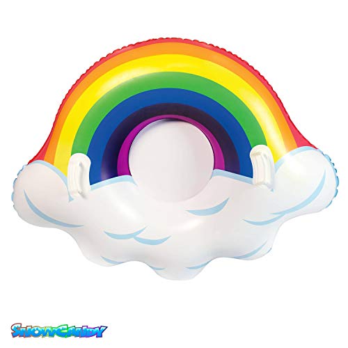 Snowcandy Snow Tube 48" Arctic Rainbow, Inflatable Snow Sled Toboggan For Kids And Adults, Heavy Duty With Handles And Bottom, Winter Outdoor Sledding, Easy To Inflate And Deflate #TOP1