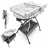 Twinly Bubbly – Bañera Cambiador Plegable para Bebé 2 en 1 – Altura Regulable Ergonómica, Ideal para Baños Pequeños (Gris)