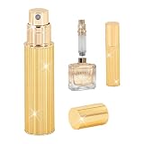TURAOHU Refillable Travel Perfume Bottle Perfume Atomizer Bottom Fill Refillable Mini Cologne Dispenser Portable Empty Spray Bottle for Travel Fitness Ladies Men (Gold, 5ml)