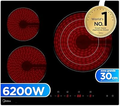 MIDEA Placa Vitroceramica 3 fuegos 6200 W - Vitroceramica Integrada con Panel de control tactil, Indicador de Luz, Temporizador, Child lock y Protección por Sobrecalentamiento | Ya disponible en tu tienda friki favorita! En mundofriki.es! MIDEA Placa Vitroceramica 3 fuegos 6200 W - Vitroceramica Integrada con Panel de control tactil, Indicador de Luz, Temporizador, Child lock y Protección por Sobrecalentamiento | Ya disponible en tu tienda friki favorita! En mundofriki.es!