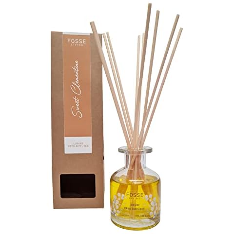 Fosse Living Sweet Clementine Highly Scented Reed Diffuser - 120ml | Up to 4 Months of Strong Fragrance | 10 Natural Fibre Reeds Cover