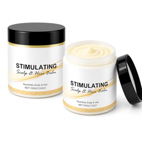 Stimulating Scalp and Hair Balm, Shea & Mango Butter for Dry Hair, 2 Pack