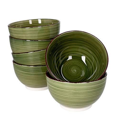 MamboCat Waldi Lot de 6 bols à céréales verts - 500 ml - Noël - Pour 6 personnes - Diamètre : 14 cm - Bol pour céréales, biscuits, salade, dessert et autres - Vaisselle en faïence
