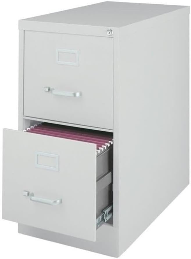 Hirsh 25-in Deep Metal 2 Drawer Letter Width Vertical File Cabinet Light Gray
