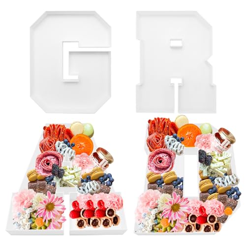 2026 Plastic Fillable Charcuterie Number Letter Shaped Reusable Serving Tray, Waterproof Food Dish Plate, 10 inch, New Year Graduation Party Treat (Grad) by Valguri - Used condition - US$23.06