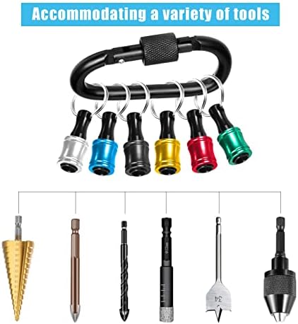 KINBOM 7cs 1/4 inch Hex Shank Keychain Bit Holder, Aluminum Alloy Keychain Extension Bar Screwdriver Bit Holder Screw Adapter Drill Change Quick Change Bit Holder for Hand-Held Screwdrivers Drill