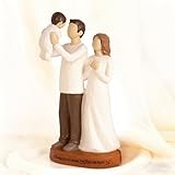 Dekismeos Family of Three Figurine Sculpture with Parents and Newborn Baby Resin Keepsake Décor for Shelf Mantel or Desk New Mom & Dad Gifts