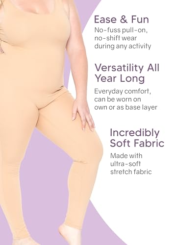 Image of STRETCH IS COMFORT Womens Plus Size Tank Unitard Athletic Rompers For Women | 95% cotton 5% spandex, round neckline, sleeveless straps, U-back, seamless front, one piece outfits for women, workout romper