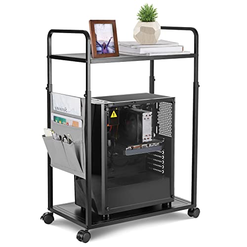 Whchiy PC Ständer Einstellbar Computer Ständer mit Hängetasche und Rollen für Schreibtisch (2 Schicht)