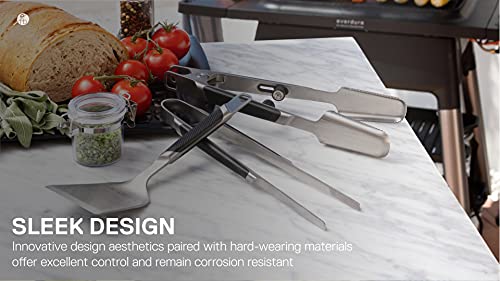 Everdure By Heston Blumenthal Premium Large Grilling Tweezers: Brushed Stainless Steel, Soft Grip Handle And Lightweight, Perfect Precision Tweezers For Handling Small Items On The Grill Or Cooktop #TOP1