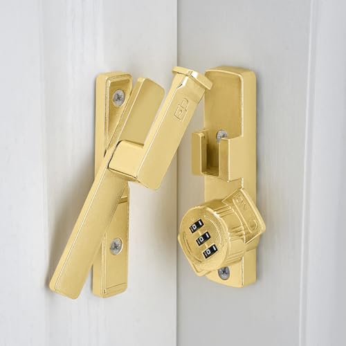 INIRET 2 Packs Gold 90 Degree Barn Door Lock,Mechanical Password Lock,Flip Latch with Combination,3 Digit Password Keyless,Protect Privacy,for Cabinets,Windows,Garden,Bathroom,and Sliding Door by INIRET - Image 6