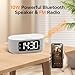 JALL Fabric Alarm Clock for Bedroom, with Big Led Screen Display, Bluetooth Stereo Sound Speaker, FM Radio, Fast Wireless Charging, USB Charging Port, Nightlight, White Noise, Ideal for Gift, Gray