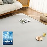 VK Living 夏用ラグマット カーペット 接触冷感 【SUPER ICE】 冷感ラグ 190×190cm(約2畳) 低反発ウレタン 洗える 滑り止め付 24時間持続制菌消臭 吸湿速乾 ラグ グレー