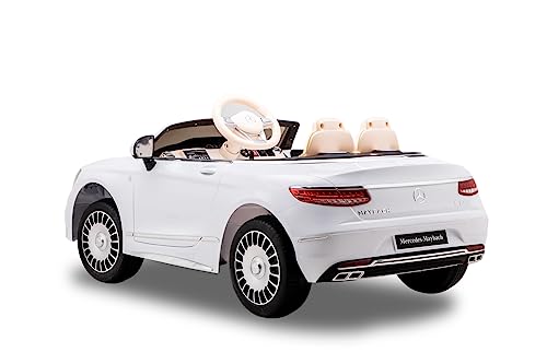 Kinderfahrzeug - Elektro Auto Mercedes S650 Maybach - lizenziert - 12V7AH Akku + 2,4Ghz+Ledersitz+Eva (Weiss)