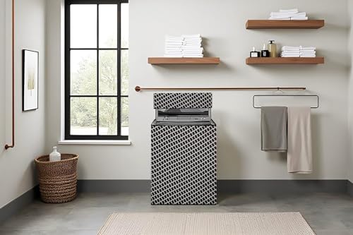 Image of Stylista Polyester Washing Machine Cover Compatible for Godrej 7.5 KG Fully-Automatic Top Loading WTEONALLUREEC7.5ROGRCAN, Check Grey