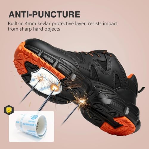 Image of Hogent Steel Toe Shoes for Men Women, Wide & Non-Slip Work Shoes