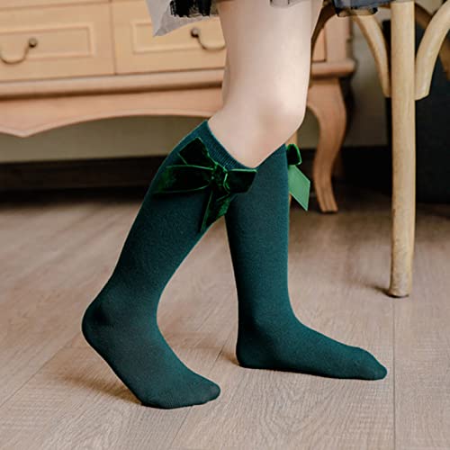 Dock Socks for Feet Stockings Baby Princess Mid-Calf Knee-High Socks Kids Solid Girls Sock Length (Green, 3-18 Months)4