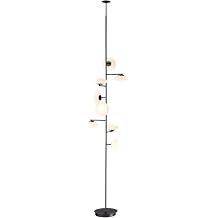 Black Floor Lamp - Height 118.1 in, 3000K Warm Light, LED - Black Finish - Adjustable Height - Glass Lampshade - Suitable for Living Room, Bedroom, Dining Room