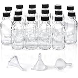 AOZITA 16 Pack, 2 oz Small Clear Glass Bottles w/Lid & 3 Funnels - 60ml Boston Shot Bottles for Health, Immunity, Potion, Wellness, Sample, Ginger, Juice - Mini Personal Care & Beauty Travel Bottle