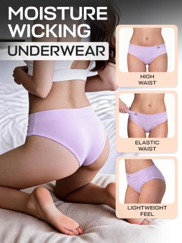 Image of Balanced Tech Moisture Wicking Underwear for Women, Seamless Workout Hipster Brief Bikini Panties