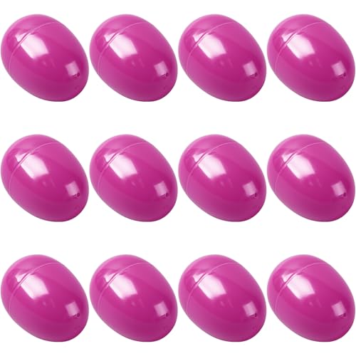 yptniginu Easter Eggs 2.4” - Rose red Fillable Easter Eggs - 12 Pcs Easter Basket Stuffers - Rose red Eggs Bowl and Vase Filler Faux for DIY Spring and Easter Decorations (Rose red)