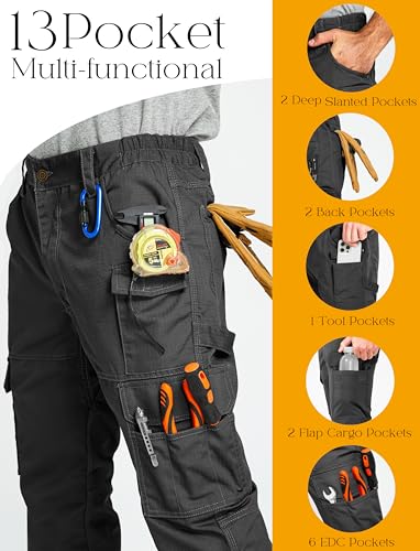 wantdo Men's Work Pants Stretch Flex Utility Cargo Tactical Pants for Men Lightweight Outdoor Hiking Pants3