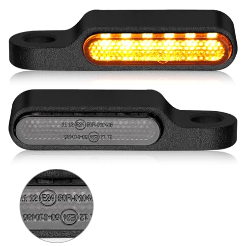 Justech 2PCS Mini Intermitentes de Moto Homologado E-Mark E24,12V 6LED Luces de Señal de Giro,LED Secuencial,IP65 Impermeable Universal para M8 Moto,Scooter