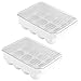 mDesign Stackable Plastic Covered Egg Tray Holder, Storage Container and Organizer for Refrigerator, Carrier Bin with Lid with Handle - Holds 12 Eggs - 2 Pack - White/Clear