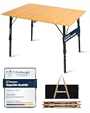 KingCamp Campingtisch Bambus Klappbar Höhenverstellbar 42-70 cm bis 80kg