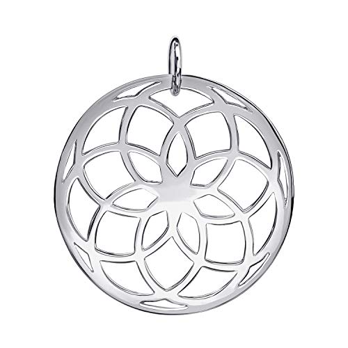 Pendentif fleur de vie en argent 925 rhodié élégant de 32 mm pour femme