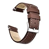Ritche 20mm Quick Release Leather Watch Band Compatible with Samsung Gear Sport Watch Brown Genuine Leather Watch Bands for Men