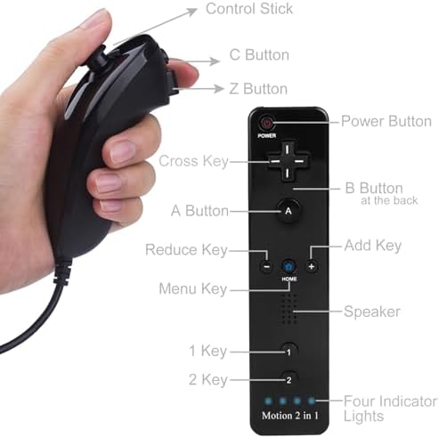ECRABONE Wii Remotes and Nunchuck Controller 2 Pack — 사진 3